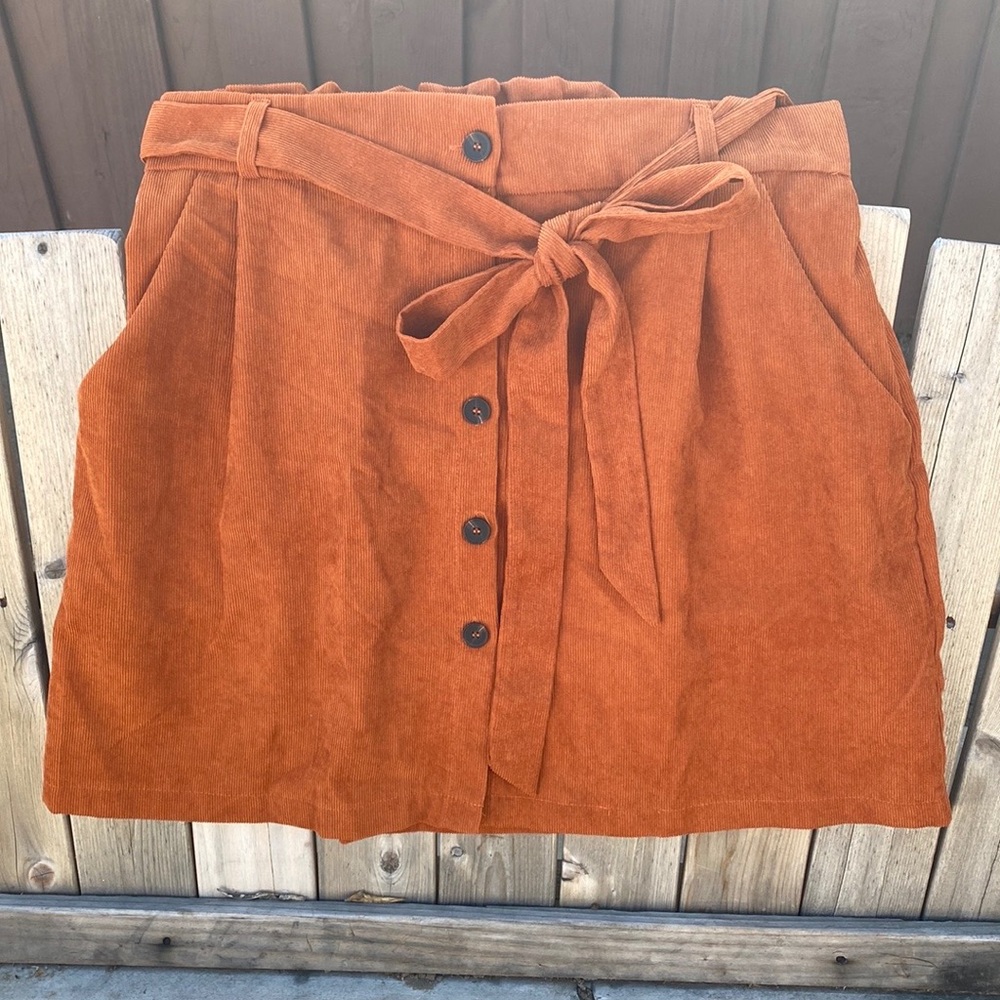 SHEIN Plus Size Rust Color Button Down Corduroy Skirt Size 2X